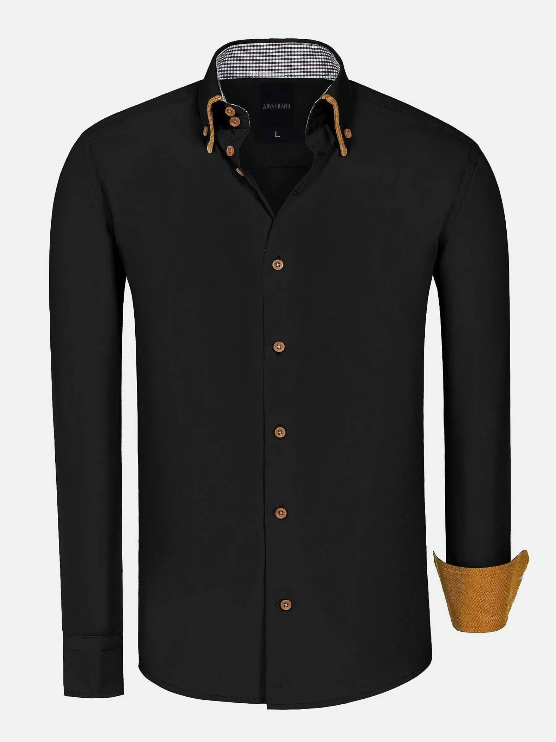 Wam Denim Ales Solid Structured Black Overhemd Lange Mouw| Overhemd Lange Mouwen