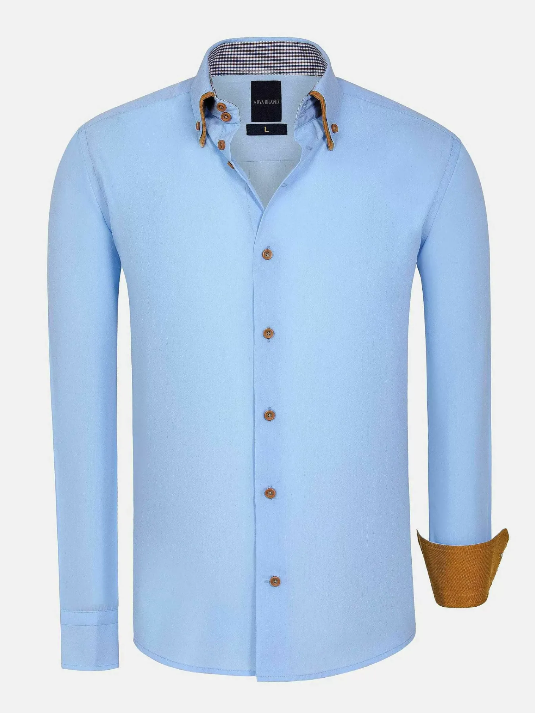 Wam Denim Ales Solid Structured Blue Overhemd Lange Mouw| Overhemd Lange Mouwen
