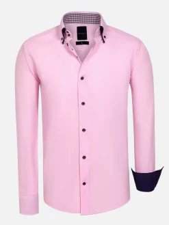 Wam Denim Ales Solid Structured Pink Overhemd Lange Mouw| Overhemd Lange Mouwen