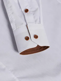 Wam Denim Ales Solid Structured White Overhemd Lange Mouw| Overhemd Lange Mouwen