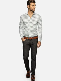 Wam Denim Alicante White Floral Print Overhemd Lange Mouw| Overhemd Lange Mouwen