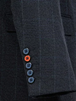 Wam Denim Amalfi Glen Check Wide Lapel Navy Suit Colbert| Colberts