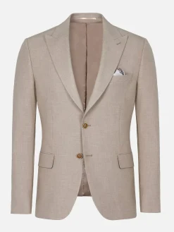 Wam Denim Araya Peak Lapel Single Breast Beige Suit Blazer| Colberts