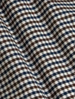 Wam Denim Asher Tailored Fit White Brown Overhemd| Overhemd Korte Mouwen