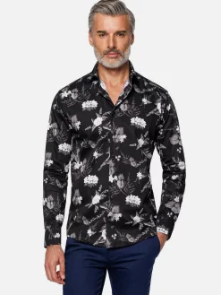 Wam Denim Astoria Floral Black Overhemd Lange Mouw| Overhemd Lange Mouwen