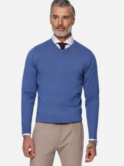 Wam Denim Athens V-Neck Royal Blue Sweater| Sweaters