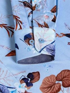 Wam Denim Burano Blue Floral Print Overhemd Lange Mouw| Overhemd Lange Mouwen