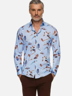 Wam Denim Burano Blue Floral Print Overhemd Lange Mouw| Overhemd Lange Mouwen