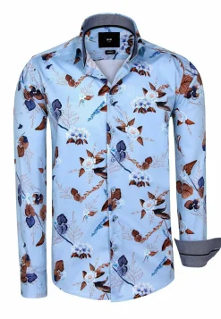 Wam Denim Burano Blue Floral Print Overhemd Lange Mouw| Overhemd Lange Mouwen