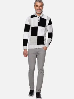 Wam Denim Cambridge Pattern Black White Truien| Truien