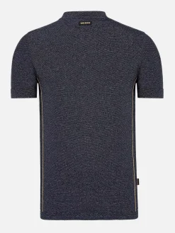 Wam Denim Dirkous V-Neck Button Down Navy T-Shirt| T-Shirts