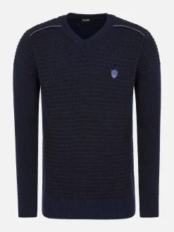 Wam Denim Dover Slim Fit V-Neck Navy Truien| Truien