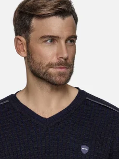 Wam Denim Dover Slim Fit V-Neck Navy Truien| Truien