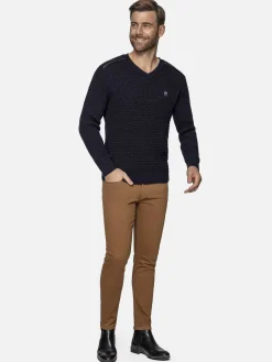 Wam Denim Dover Slim Fit V-Neck Navy Truien| Truien