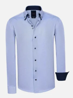 Wam Denim Flers Double Collar Blue Overhemd Lange Mouw| Overhemd Lange Mouwen