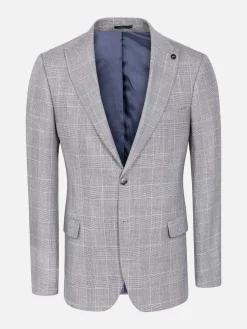 Wam Denim Ground Checkered Slim Fit Grey Colbert| Colberts