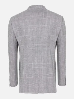 Wam Denim Ground Checkered Slim Fit Grey Colbert| Colberts