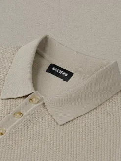 Wam Denim Henry Pique Knit Light Beige Polo| Polo'S