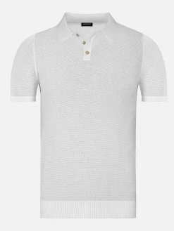 Wam Denim Henry Pique Knit White Polo| Polo'S