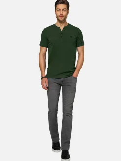 Wam Denim Korfual Casual V-Neck Button T-Shirt Khaki| T-Shirts