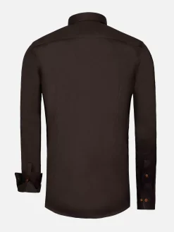 Wam Denim Lance Solid Brown Overhemd Lange Mouw| Overhemd Lange Mouwen