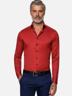 Wam Denim Lance Solid Red Overhemd Lange Mouw| Overhemd Lange Mouwen