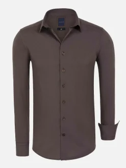Wam Denim Leira Solid Brown Overhemd Lange Mouw| Overhemd Lange Mouwen
