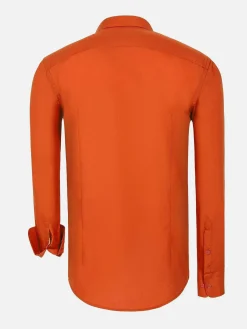 Wam Denim Leira Solid Dark Orange Overhemd Lange Mouw| Overhemd Lange Mouwen