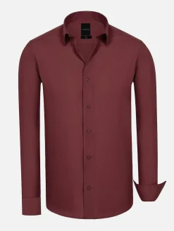 Wam Denim Leira Solid Dark Red Overhemd Lange Mouw| Overhemd Lange Mouwen