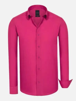 Wam Denim Leira Solid Fuchsia Overhemd Lange Mouw| Overhemd Lange Mouwen