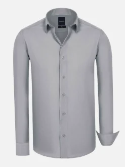 Wam Denim Leira Solid Grey Overhemd Lange Mouw| Overhemd Lange Mouwen