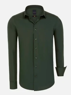 Wam Denim Leira Solid Khaki Overhemd Lange Mouw| Overhemd Lange Mouwen