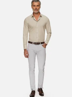 Wam Denim Leira Solid Light Beige Overhemd Lange Mouw| Overhemd Lange Mouwen