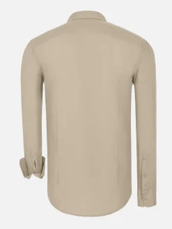 Wam Denim Leira Solid Light Beige Overhemd Lange Mouw| Overhemd Lange Mouwen