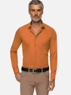 Wam Denim Leira Solid Orange Overhemd Lange Mouw| Overhemd Lange Mouwen