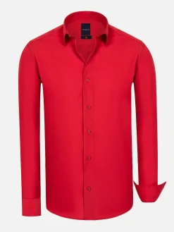 Wam Denim Leira Solid Red Overhemd Lange Mouw| Overhemd Lange Mouwen