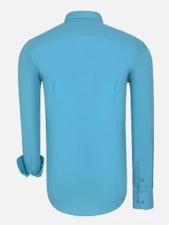 Wam Denim Leira Solid Turquoise Overhemd Lange Mouw| Overhemd Lange Mouwen