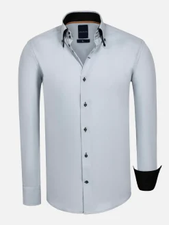 Wam Denim Metz Solid Grey Overhemd Lange Mouw| Overhemd Lange Mouwen