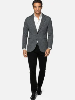 Wam Denim Minevra Checked Slim Fit Black Grey Colbert| Colberts