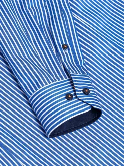Wam Denim Nancy Royal Blue Striped Overhemd Lange Mouw| Overhemd Lange Mouwen
