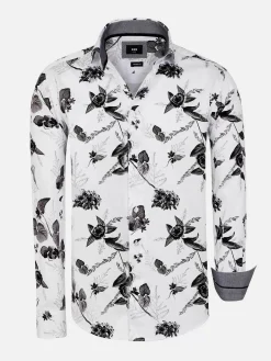 Wam Denim Oasis White Floral Print Overhemd Lange Mouw| Overhemd Lange Mouwen