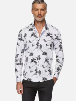 Wam Denim Oasis White Floral Print Overhemd Lange Mouw| Overhemd Lange Mouwen