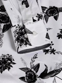 Wam Denim Oasis White Floral Print Overhemd Lange Mouw| Overhemd Lange Mouwen