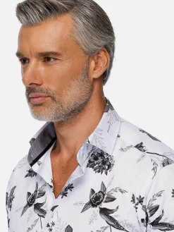 Wam Denim Oasis White Floral Print Overhemd Lange Mouw| Overhemd Lange Mouwen