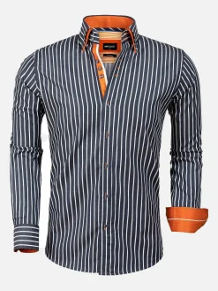 Wam Denim Overhemd 75459 Vasto Navy| Overhemd Lange Mouwen