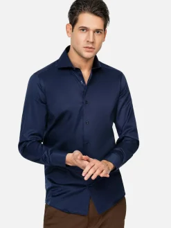 Wam Denim Overhemd Lange Mouw 75665 Harvery Specter Navy| Overhemd Lange Mouwen