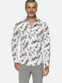 Wam Denim Paisley White Floral Print Overhemd Lange Mouw| Overhemd Lange Mouwen
