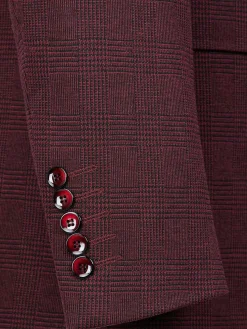 Wam Denim Red Wood Wide Lapel Dark Red Black Suit Colbert| Colberts