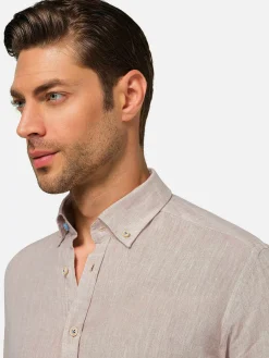 Wam Denim Redention Linen Beige Overhemd Lange Mouw| Overhemd Lange Mouwen