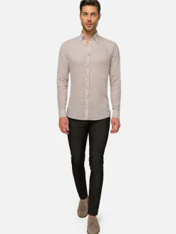 Wam Denim Redention Linen Beige Overhemd Lange Mouw| Overhemd Lange Mouwen
